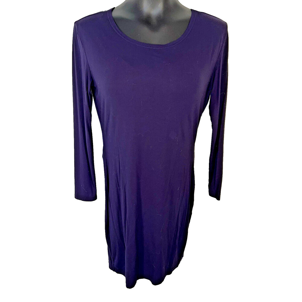 PIKO - Tee Shirt Dress Women's XS Deep Indigo Blue Scoop Neck Fitted 3/4 Sleeve